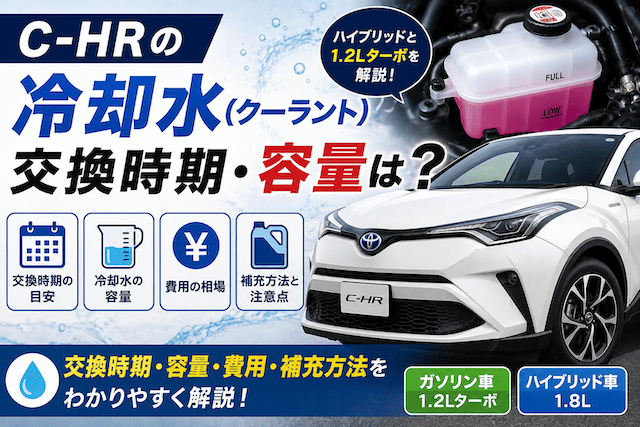 【C-HR】冷却水の交換時期と容量を徹底解説！費用や補充方法も紹介