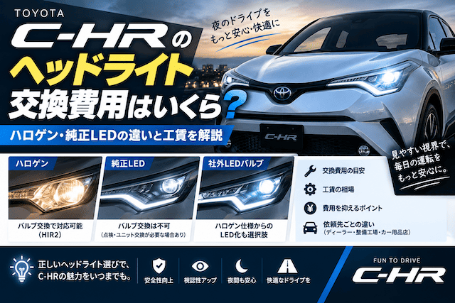 C-HRのヘッドライト交換費用はいくら？ハロゲン・純正LEDの違いと工賃を解説