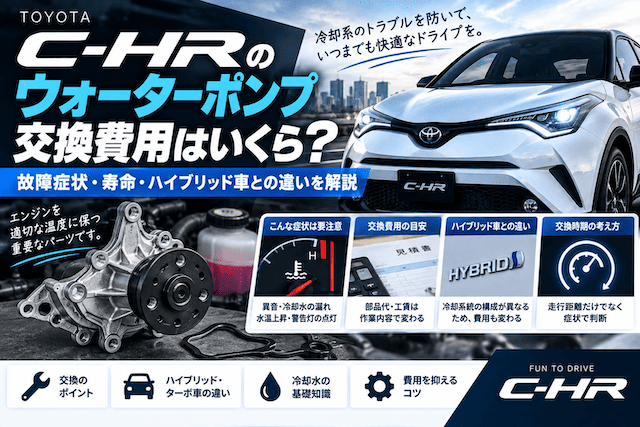 C-HRのウォーターポンプ交換費用はいくら？故障症状・寿命・ハイブリッド車との違いを解説