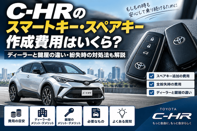 C-HRのスマートキー・スペアキー作成費用はいくら？紛失時の対処法やディーラー・鍵屋の違いを解説