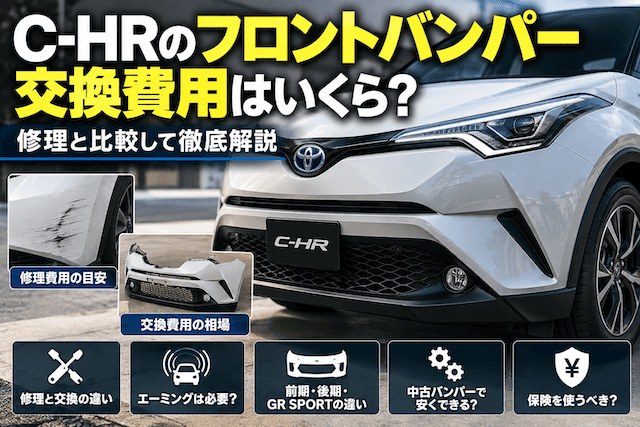 C-HRのフロントバンパー交換費用はいくら？修理との比較・エーミング費用も解説